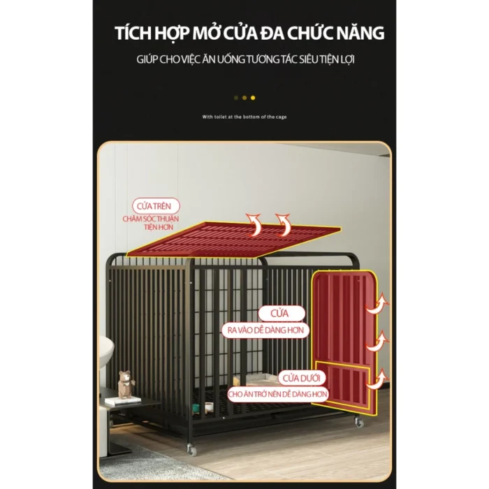 Chuồng chó inox ZIHA có bánh xe