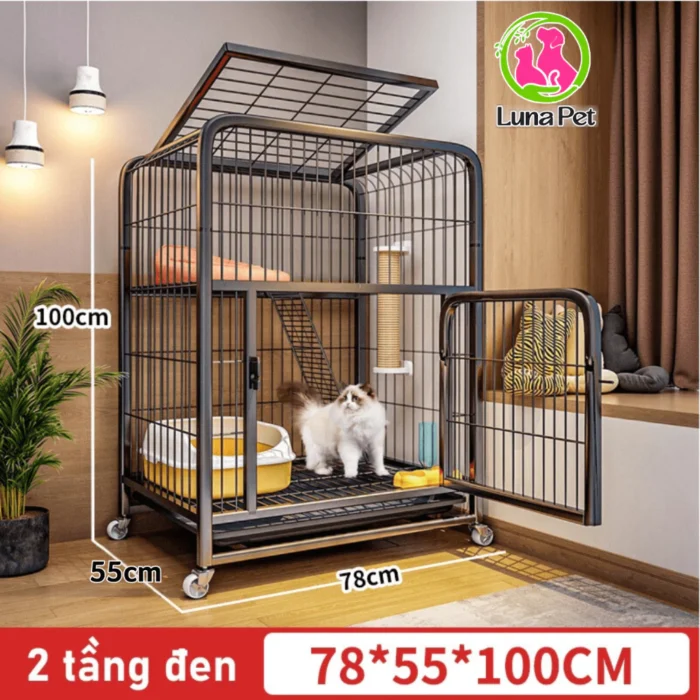 Chuồng tầng nuôi chó có bánh xe
