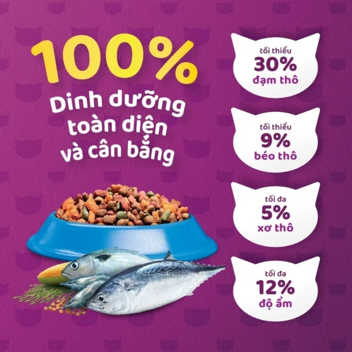 Hạt cho mèo trưởng thành Whiskas vị cá biển