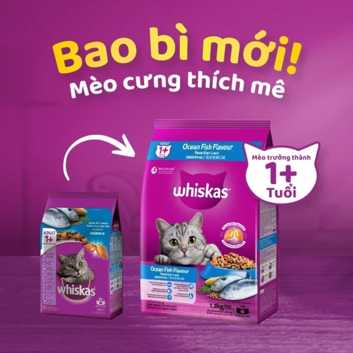 Hạt cho mèo trưởng thành Whiskas vị cá biển