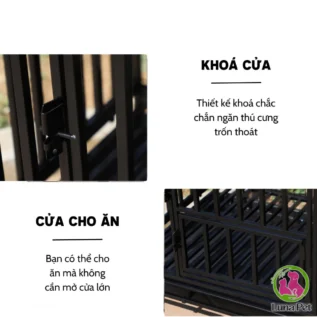 Lồng chuồng cho chó lớn sơn tĩnh điện có bánh xe