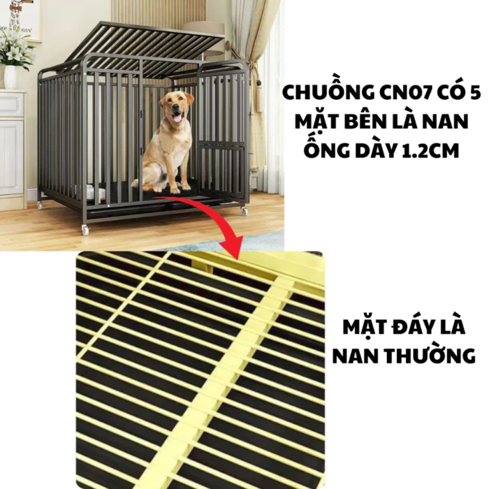 Lồng chuồng cho chó lớn sơn tĩnh điện có bánh xe