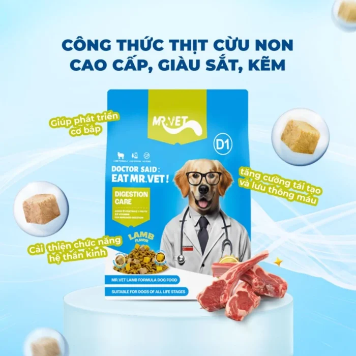 Thức ăn hạt cho chó MRVET thịt cừu non